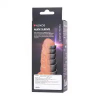 Фото KOKOS Насадка реалистичная KOKOS NUDE SLEEVE с дополнительной стимуляцией, TPE, телесная, 10 см
