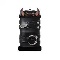 Фото PECADO B.D.S.M Наручники Pecado BDSM, с двумя перекрёстными ремешками, оригинальная сцепка, натуральная кожа