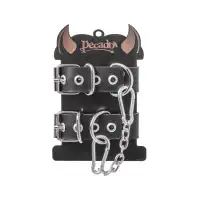 PECADO B.D.S.M Наручники-браслеты Pecado BDSM, из одного ремешка с люверсами, натуральная кожа, чёрные — купить в Минске Изображение PECADO B.D.S.M Наручники-браслеты Pecado BDSM, из одного ремешка с люверсами, натуральная кожа, чёрные
