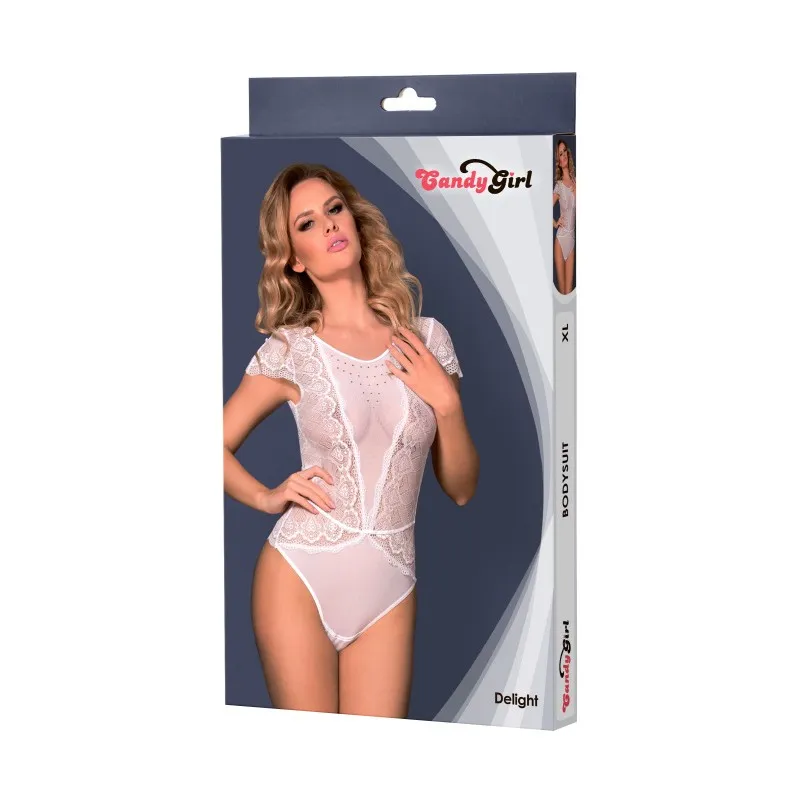 Изображение Candy Girl, Гонконг Боди со стразами Candy Girl Delight, кружево, сетка, белый, XL