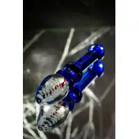 Фото Sexus Glass Двусторонний фаллоимитатор Sexus Glass, стекло, синий, 18 см