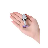 Изображение Metal by TOYFA Анальная втулка Metal by TOYFA, металл, серебряная, с фиолетовым кристаллом, 7 см, Ø 2,8 см, 50 г