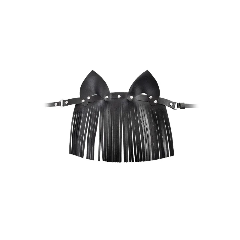 Фото Штучки-дрючки, Россия Маска Штучки-дрючки «Кошка с бахромой», кожа, черная