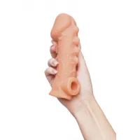 Фото KOKOS Насадка реалистичная KOKOS COCK SLEEVE 008-S с дополнительной стимуляцией, TPE, телесная, 13.8 см