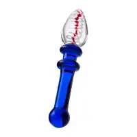 Фото Sexus Glass Двусторонний фаллоимитатор Sexus Glass, стекло, синий, 18 см