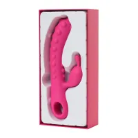 Изображение KOKOS Вибратор с клиторальным стимулятором KOKOS SMON, силикон, розовый, 23 см