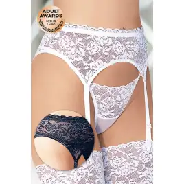 Пояс для чулок и стринги SoftLine Collection кружевные, черный, M/L
