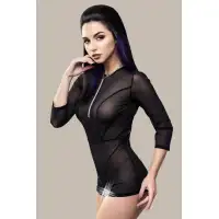 Фото Waname Apparel Эротический комбинезон Waname Preciosity с рукавами ¾ черный (50-52)