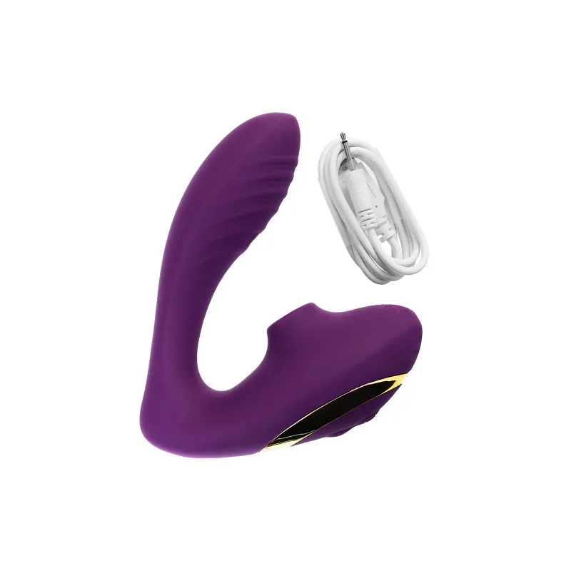 Фото  Массажер с двойной стимуляцией LEroina Mave, силикон, фиолетовый, 14 см