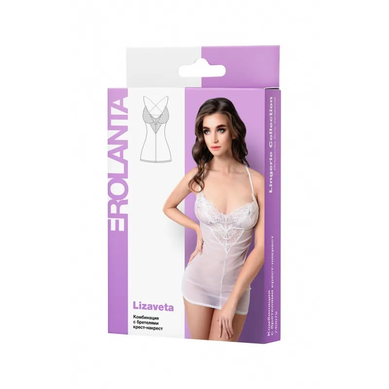 Изображение Erolanta Lingerie Комбинация Erolanta Lizaveta с бретелями крест-накрест, белый (42-44)