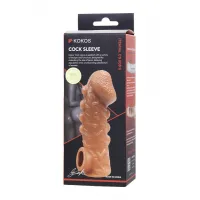 Фото KOKOS Насадка реалистичная KOKOS COCK SLEEVE 008-S с дополнительной стимуляцией, TPE, телесная, 13.8 см
