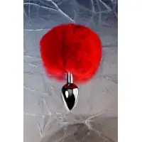 Metal by TOYFA Анальная втулка TOYFA Metal, маленькая, металл+искусственный мех, серебристая, с красным хвостиком, — купить в Минске Фото Metal by TOYFA Анальная втулка TOYFA Metal, маленькая, металл+искусственный мех, серебристая, с красным хвостиком