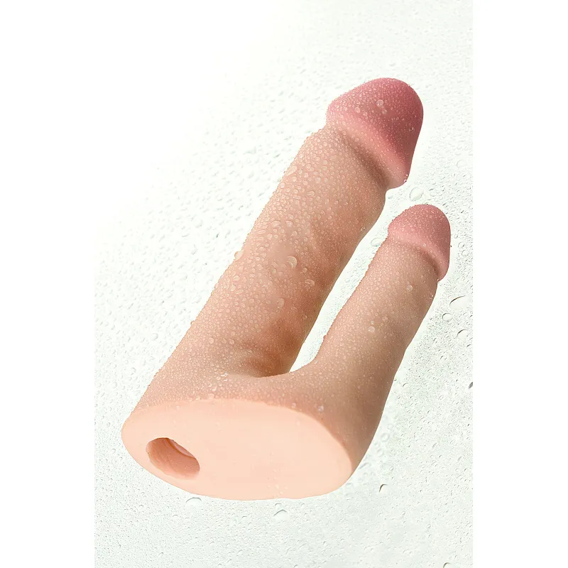 Изображение RealStick Strap-On by TOYFA Фаллоимитатор поястной RealStick Elite для двойного проникновения, TPR, телесный, 19 см