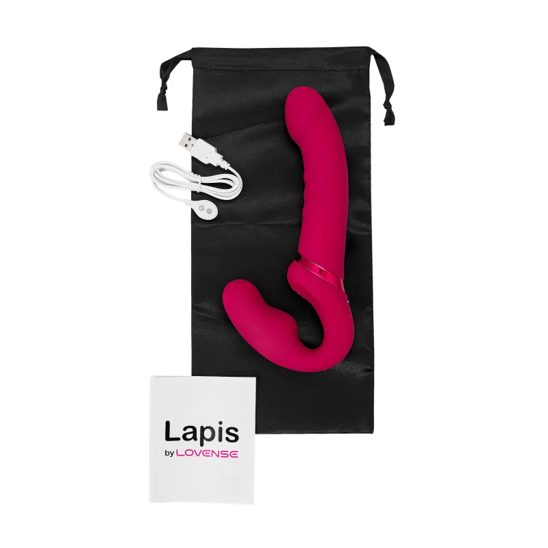 Фото Lovense, США Безремневой страпон LOVENSE Lapis, с вибрацией, силикон, красный, 23 см