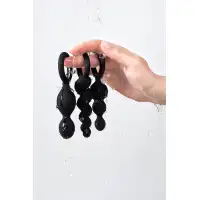 Фото Satisfyer, Германия Набор анальных плагов Satisfyer, силикон, чёрный, 13,5 см.