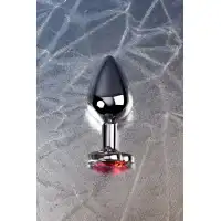 Изображение Metal by TOYFA Анальная втулка Metal by TOYFA, металл, серебряная, с красным кристаллом, 7 см, Ø 2,7 см, 50 г