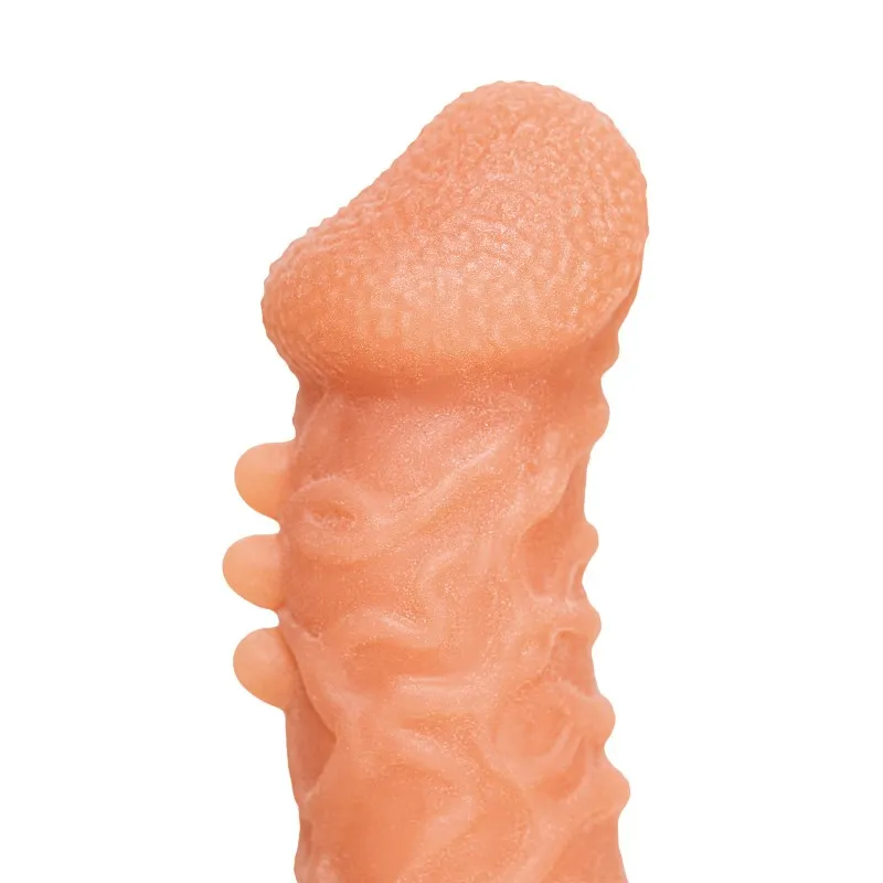 Фото KOKOS Насадка реалистичная KOKOS COCK SLEEVE 007-S с дополнительной стимуляцией, TPE, телесная, 13.8 см