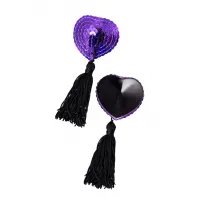 Фото Erolanta Lingerie Пэстис Erolanta Denise в форме сердец с кисточками, фиолетовый-чёрный