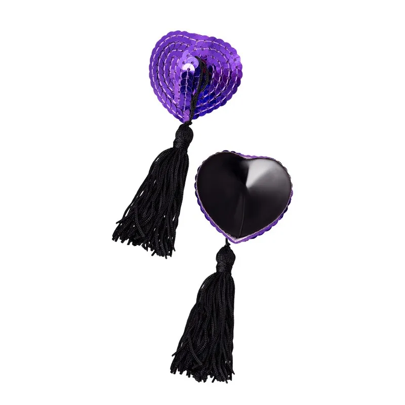 Фото Erolanta Lingerie Пэстис Erolanta Denise в форме сердец с кисточками, фиолетовый-чёрный