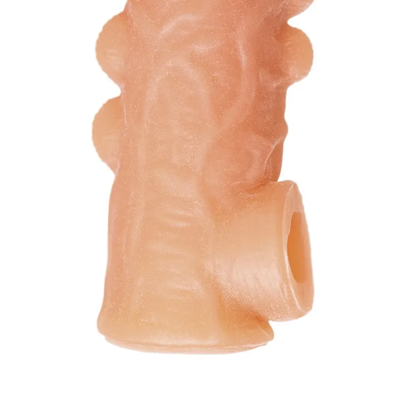 Фото KOKOS Насадка реалистичная KOKOS COCK SLEEVE 008-S с дополнительной стимуляцией, TPE, телесная, 13.8 см