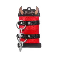 Изображение PECADO B.D.S.M Наручники Pecado BDSM, мягкие с одним ремешком с люверсами, натуральная кожа, красно-чёрные