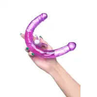 Фото  Фаллоимитатор двусторонний с вибропулей TOYFA Basic Double Dildo, TPR, фиолетовый, 35 см