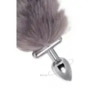 Изображение  Анальная втулка с хвостом и ушки Metal by Toyfa, металл, серебристая, 44,4 см