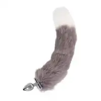 Изображение  Анальная втулка с хвостом и ушки Metal by Toyfa, металл, серебристая, 44,4 см