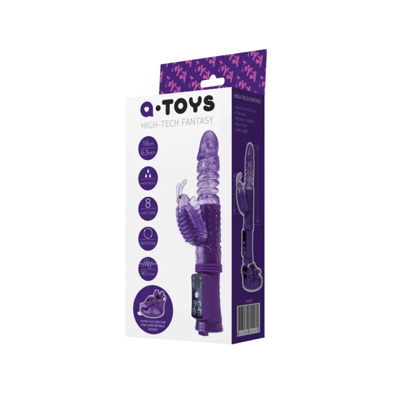 Изображение A-toys by TOYFA Вибратор с клиторальным стимулятором TOYFA A-Toys  High-Tech fantasy, TPR, Фиолетовый, 23 см