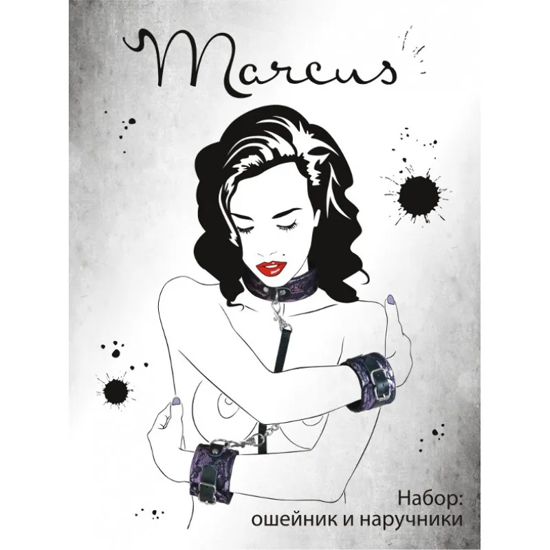 Фото Marcus by TOYFA Кружевной набор TOYFA Marcus (ошейник и наручники), розовый