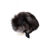 Фото POPO Pleasure by TOYFA Анальная втулка с хвостом чернобурой лисы POPO Pleasure by TOYFA, S, силикон, черная, 45 см, Ø 2,7 с