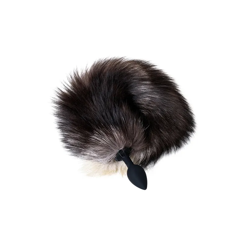 Фото POPO Pleasure by TOYFA Анальная втулка с хвостом чернобурой лисы POPO Pleasure by TOYFA, S, силикон, черная, 45 см, Ø 2,7 с