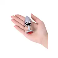 Изображение Metal by TOYFA Анальная втулка Metal by TOYFA, металл, серебряная, с красным кристаллом, 7 см, Ø 2,7 см, 50 г
