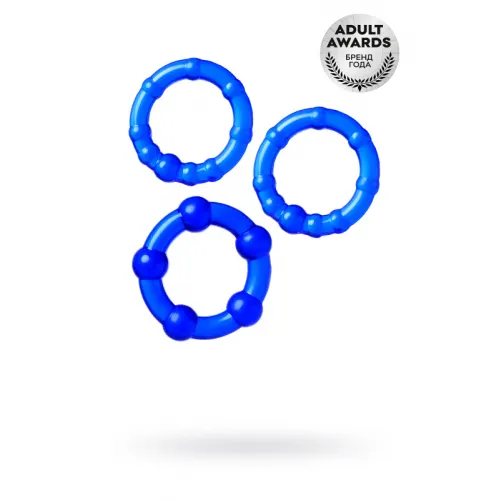 Изображение A-toys by TOYFA Набор эрекционных колец на пенис A-Toys by TOYFA Tian, TPE, синий, Ø 3,5/3/2 см