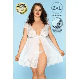 Комбинация и стринги Candy Girl Stella белые, 2XL