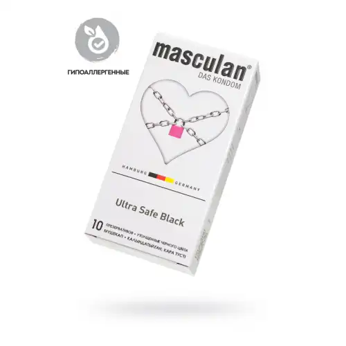 Masculan Презервативы Masculan, ultra 4, ультрапрочные, 19 см, 3,4 см, 10 шт.(Ultra Safe Black № 10) — купить в Минске Фото Masculan Презервативы Masculan, ultra 4, ультрапрочные, 19 см, 3,4 см, 10 шт.(Ultra Safe Black № 10)