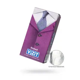 Презервативы Vizit, ребристые, латекс, 18 см, 5,2 см, 12 шт.