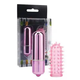 Вибропуля с насадкой 5 см розовый Powerful Mini Massager w. Sleeve