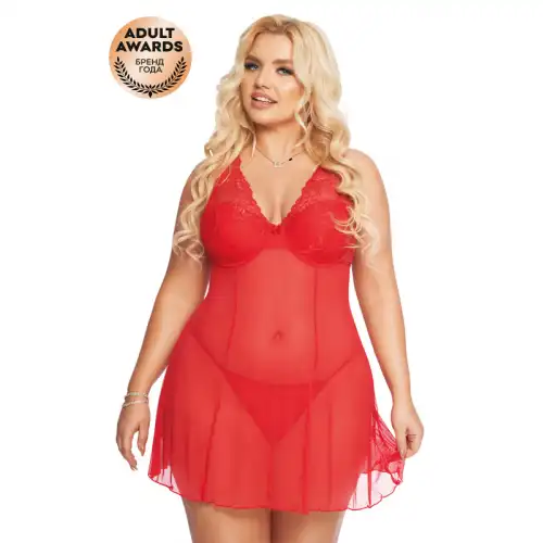 Изображение SoftLine Collection, Польша Комбинация и стринги SoftLine Collection Berta, красный, XXXL