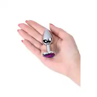Изображение Metal by TOYFA Анальная втулка Metal by TOYFA, металл, серебряная, с фиолетовым кристаллом, 7 см, Ø 2,7 см, 50 г