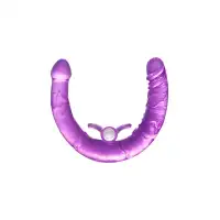 Фото  Фаллоимитатор двусторонний с вибропулей TOYFA Basic Double Dildo, TPR, фиолетовый, 35 см