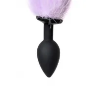 Фото POPO Pleasure by TOYFA Анальная втулка с бело-фиолетовым хвостом POPO Pleasure by TOYFA, S, силикон, черная, 45 см, Ø 2,7 с