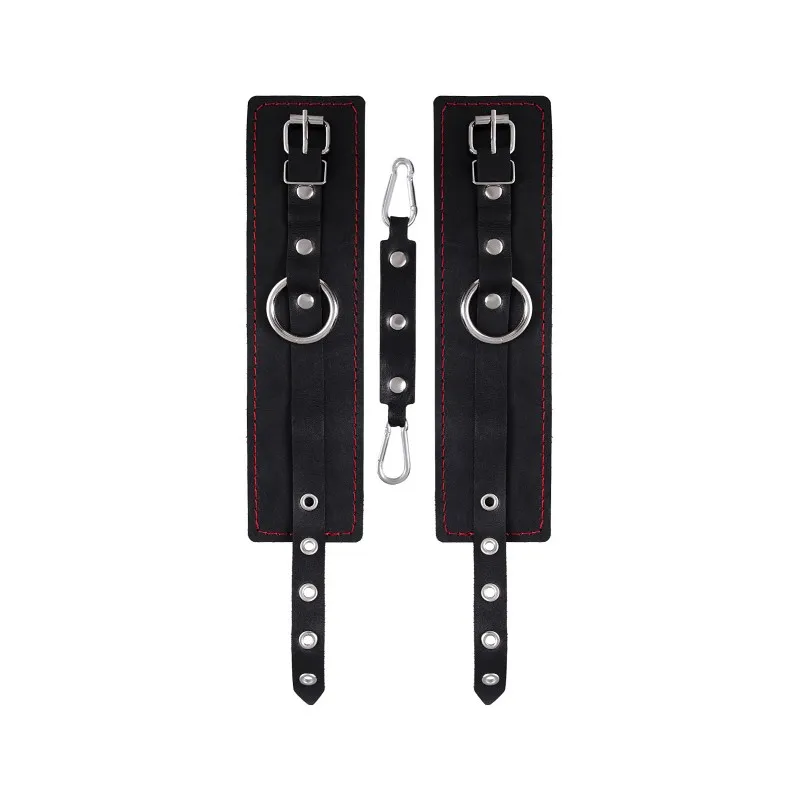 Фото PECADO B.D.S.M Оковы Pecado BDSM, однослойные с контрастной строчкой, натуральная кожа, черные