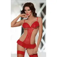 Изображение SoftLine Collection, Польша Боди c открытой грудью и интимным вырезом SoftLine Collection Orsola, красный, M/L