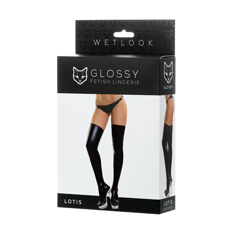 Изображение Erolanta Glossy Чулки Glossy LOTIS из материала Wetlook, черный, S