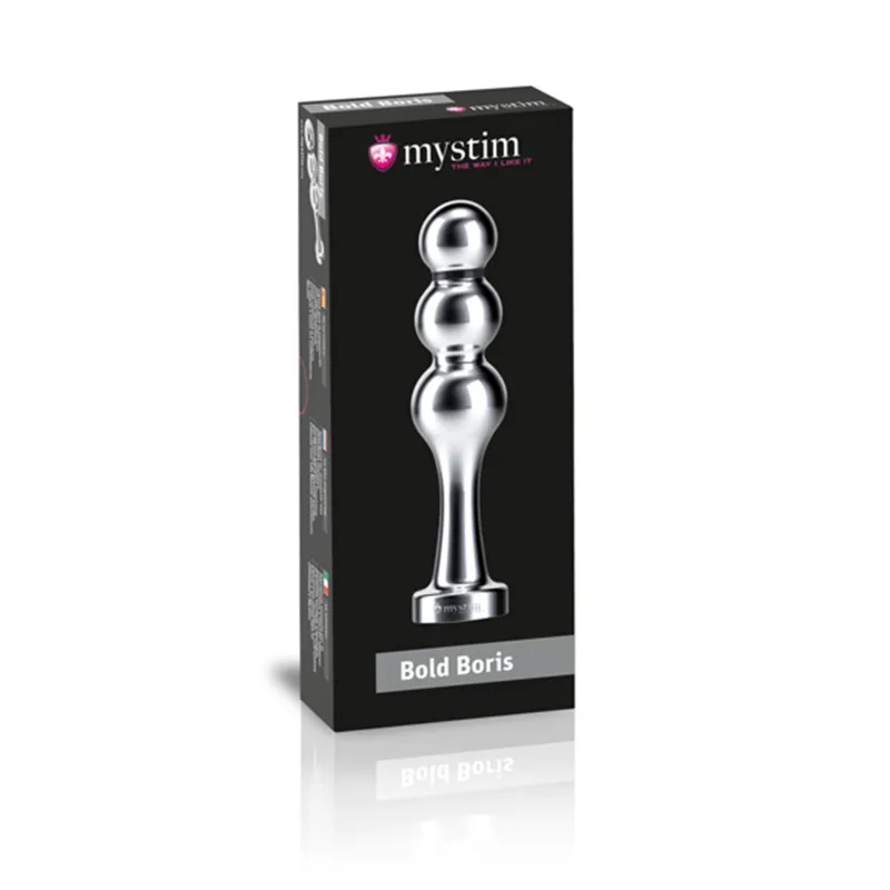 Изображение MYSTIM Фаллоимитатор Mystim Bold Boris, электростимуляция, хирургическая сталь, серебряный, 14 см