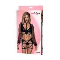 Изображение Candy Girl, Гонконг Комплект Candy Girl Charlotte (бюстгальтер, стринги и болеро), Wetlook, кружево, черный, OS