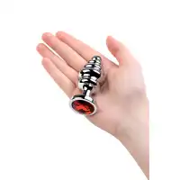 Изображение Metal by TOYFA Анальная втулка Metal by TOYFA, металл, серебряная, с красным кристаллом, 8 см, Ø 3,5 см, 95 г