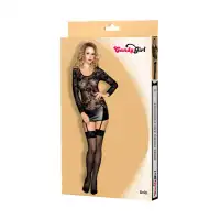 Фото Candy Girl, Гонконг Платье с пажами, стринги и чулки Candy Girl Livia, кружево, Wetlook, черный, XL