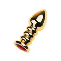 Изображение Metal by TOYFA Анальная втулка Metal by TOYFA, металл, золотая, с красным кристаллом, 10,5 см, Ø 4 см, 165 г